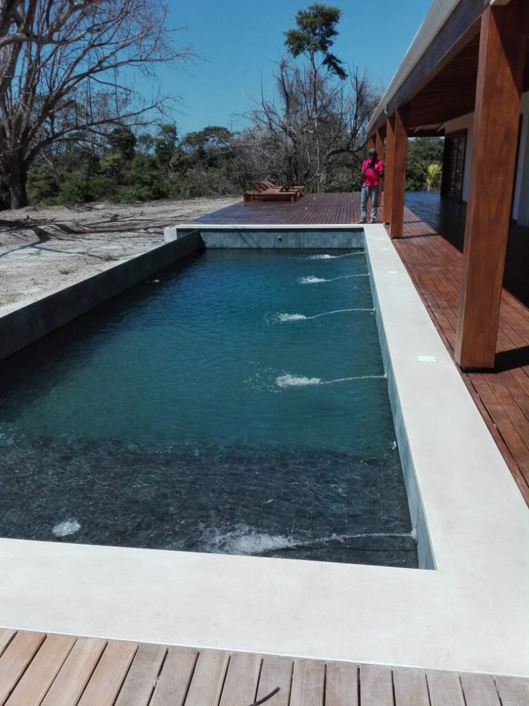 santa teresa, pool builder, with natural tikal stone