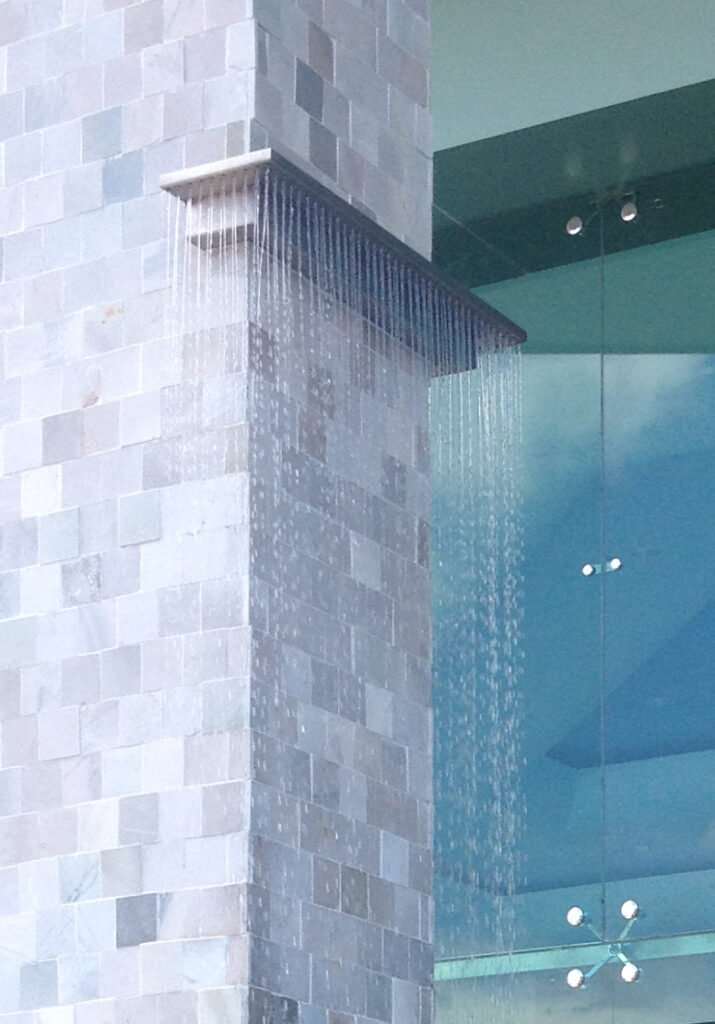 waterfall into pool feature, pool construction