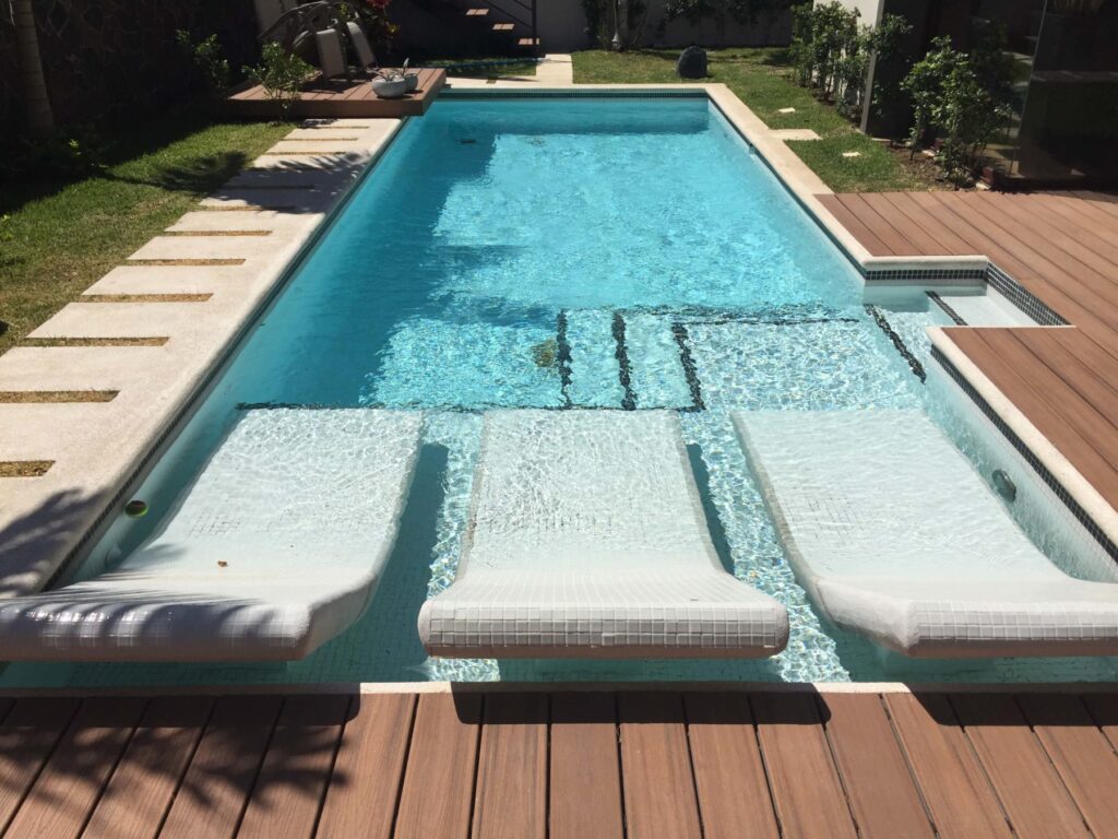 elegant geometric pool design, in Valle del Sol, costa rica