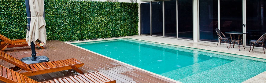 green tiling, pool build